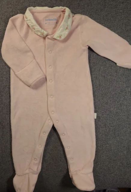 Baby Girls Jojo Maman Bebe Pink flannel Babygrow 3-6 Months sleepsuit (314)