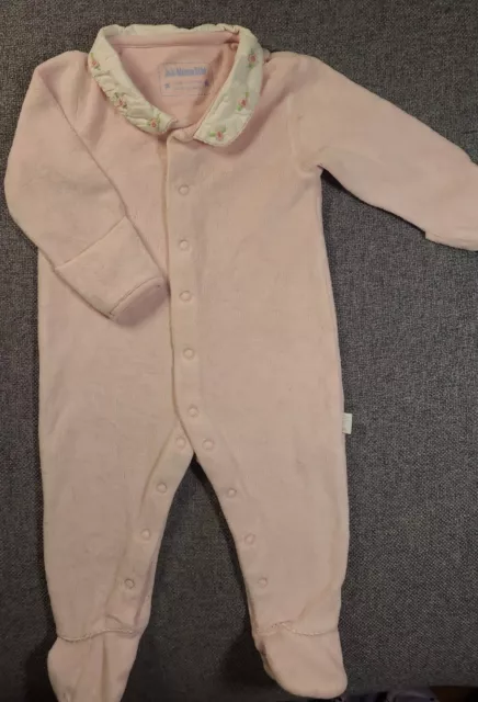 Baby Girls Jojo Maman Bebe Pink flannel Babygrow 3-6 Months sleepsuit (314)