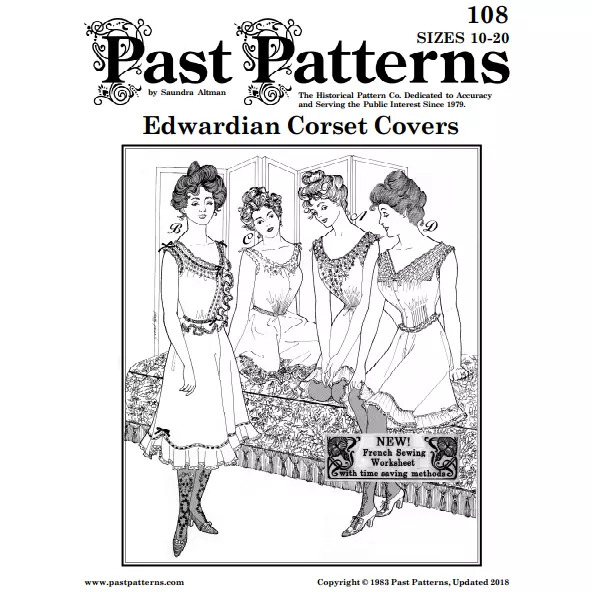 Past Patterns 0108 - Edwardian Era Corset Covers Sewing Pattern bust sizes 33-41