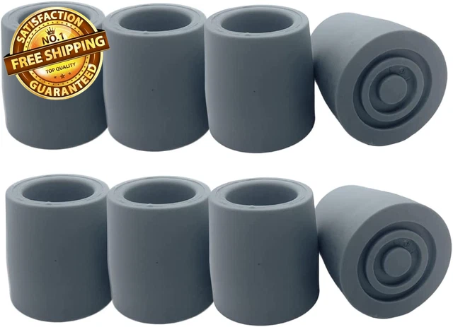 Crutch Tips - Replacement Medical Walker Drive Cane or Commode Caps, 1 Inch, 8 C