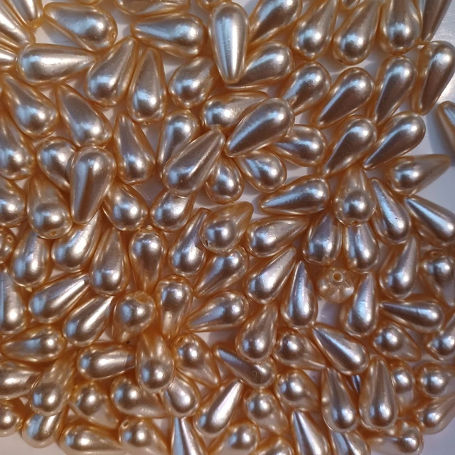 Czech Lot of 144pcs Teardrop Creme Acrylic Beads