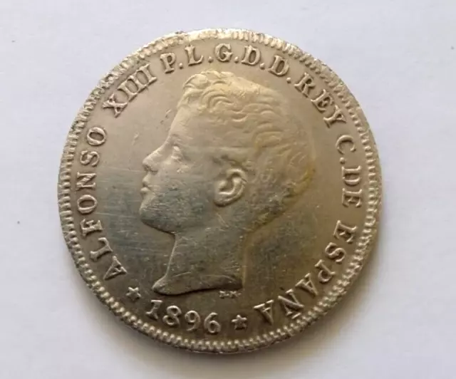 Coin 40 Centavos 1896 Alfonso XIII Puerto Rico