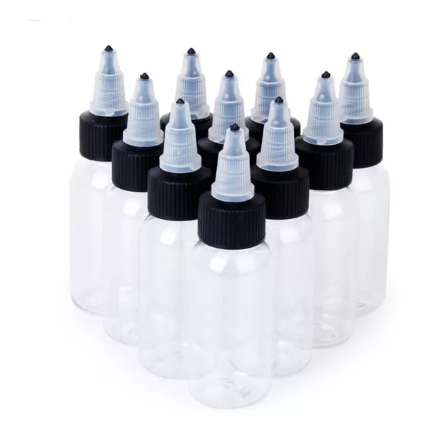1/5/10X 30 ml 1 oz botella de plástico vacía con tapa giratoria para pigmento de tinta de tatuaje H*SA