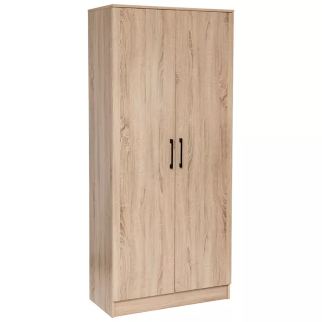 Storage Cupboard w/ 2 Doors Wooden Broom Cabinet Kitchen Orgainzer Oak