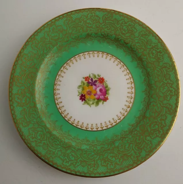 George Jones Crescent China Small Plate Green Gold c1900 England 15cm wide