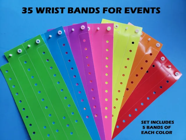 Qty 35 Assorted Plastic/ Vinyl Wristbands, Wrist Bands For Events Parties 3/4"
