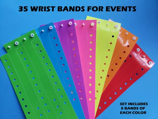 Qty 35 Assorted Plastic/ Vinyl Wristbands, Wrist Bands For Events Parties 3/4" Qty 35 Assorted Plastic/ Vinyl Wristbands, Wrist Bands For Events Parties 3/4"