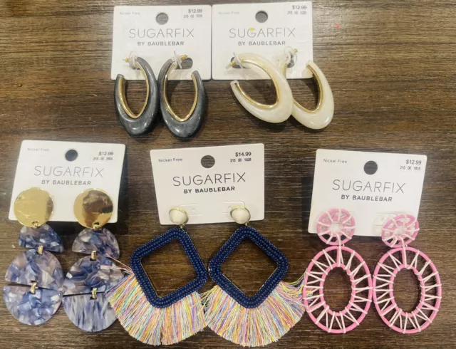 Lot 5 Pairs Sugarfix Earrings By Baublebar Tassels Hanging Boho Beads RARE NEW