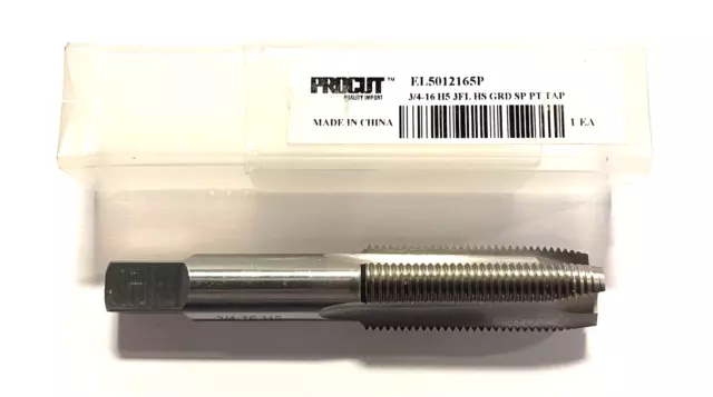 ProCut 3/4-16 Tap HSS Spiral Point Plug Tap 3 Flute H5 Bright Finish