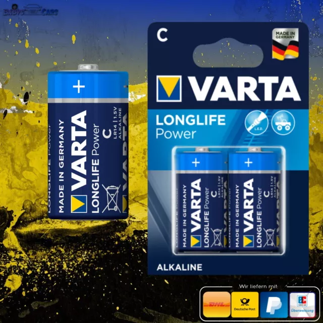 VARTA Batterie Longlife Power Alkaline Baby C LR14, 1.5V Lose oder 2er Blister