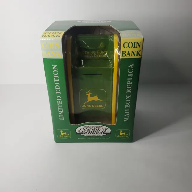 1998 JOHN DEERE Limited Edition Coin BANK Diecast Metal Mailbox Gearbox NEW