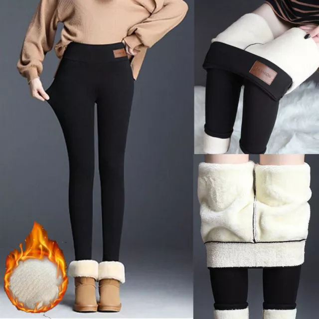 Women Winter Warm Sherpa Fleece Lined Thick Leggings Cashmere Thermal Pants US