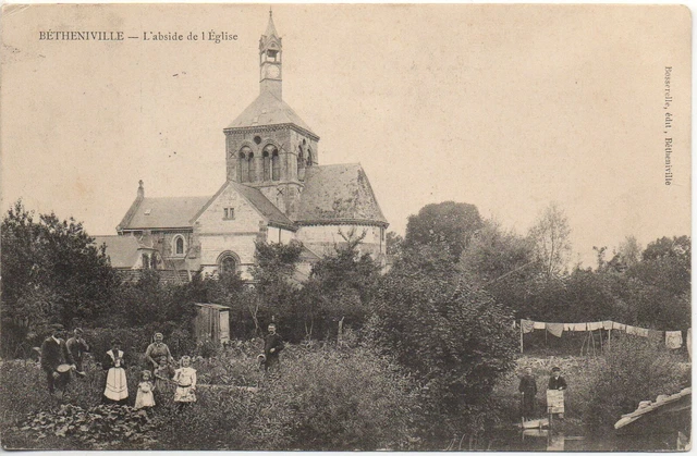 BETHENIVILLE - Marne - CPA 51 - l' Abside de l'église - Jardins