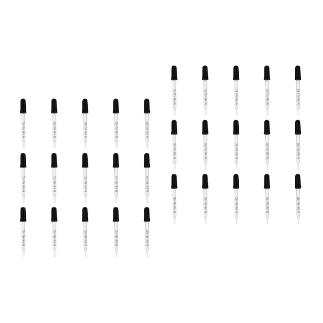 30 Pcs Pasteur Pipette Plastic Head Glass Baby Liquid Eye Dropper