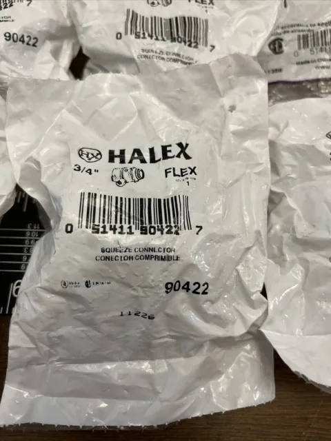 Lot Of 10 Halex Indoor Flex 3/4" Squeeze Connector Die-Cast Zinc 90422