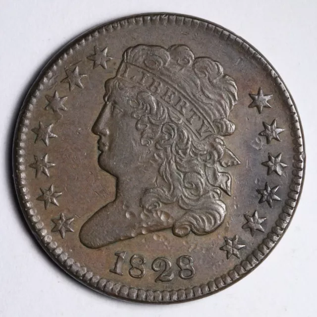 1828 13 Stars Classic Head Half Cent CHOICE AU E186 DGCJS