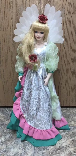 porcelain doll W/ Stand 14” lights up fiber optic dress (no adapter)