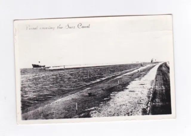 postcard VESSEL CROSSING THE SUEZ CANAL SUEX ships  egypt