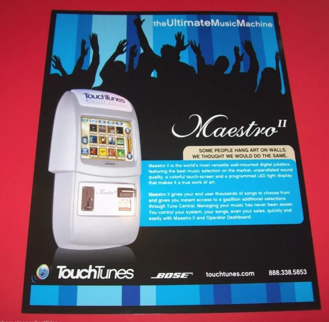 Maestro II TouchTunes Jukebox FLYER Original Phonograph Music Art  2005 Unused