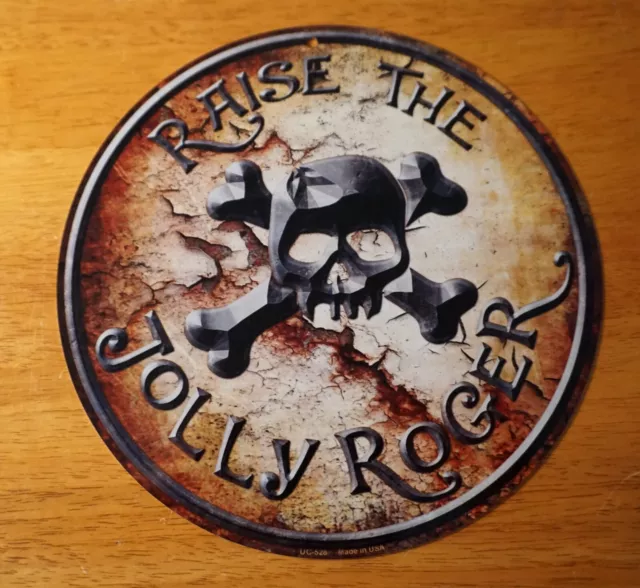 Raise Jolly Roger Skull Cross Bones Pirate Sign Halloween Party Home Decor NEW