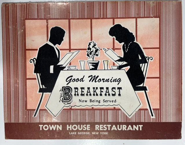 VINTAGE 1963 TOWN House Restaurant Breakfast MenuLake New York