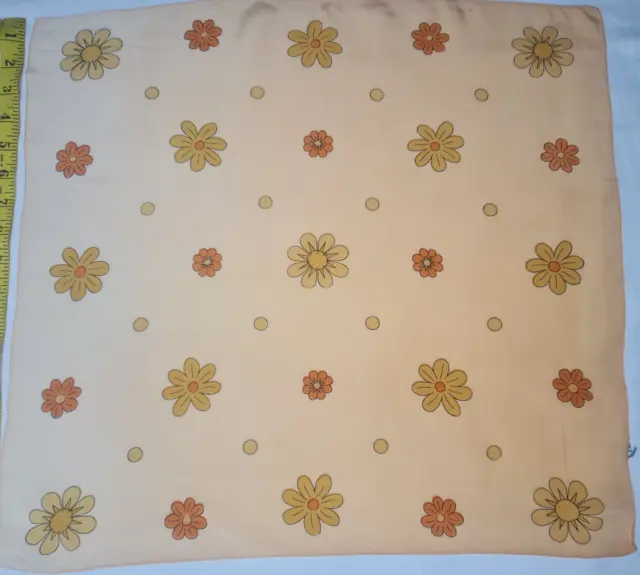 Vintage Luxurious Brown Flowers  Silk Neckerchief Bandana Beige Pocket Scarf