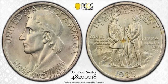 1935/34 Boone Silver Commemorative Half Dollar 50C PCGS MS 65