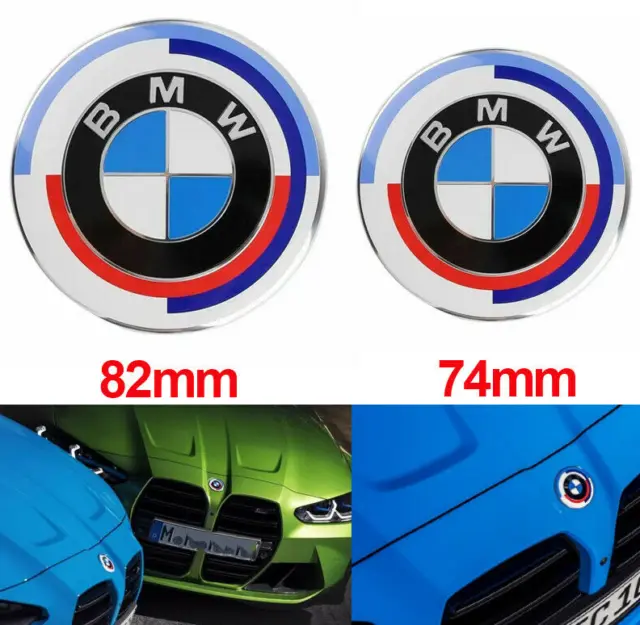 For BMW 82mm+74mm Car Front Hood & Rear Trunk Emblem Replacement Badge