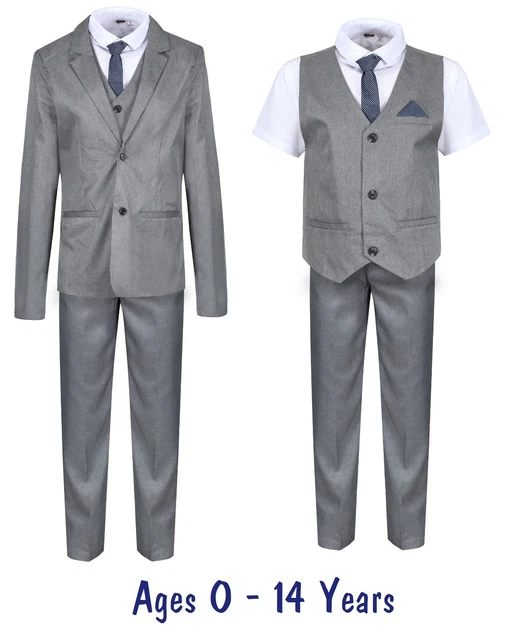 Boys Suits Grey 5 Piece Boys Wedding Suit Page Boy Party Prom 9 mths to 14 Years