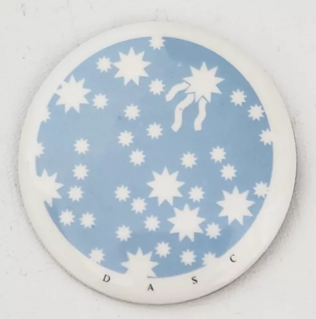 UFO Starburst Button Badge, Pin, Vintage, Stars, Space, Blue, DASC