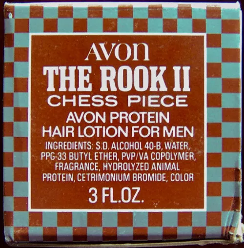 1970s Vntg Avon Chess "THE ROOK II" Protein Hair Lotion for Men FULL 3 oz. NEW! 2