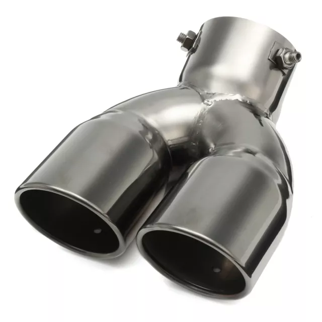 Universal 76mm Double Twin Exhaust Tip Trim Pipe Tail Muffler Chrome Stainless