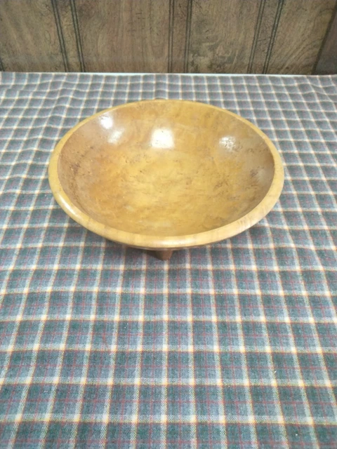 VTG MCM MUNISING Footed Wood Dough Bowl Serving Dish Rustic Farmhouse