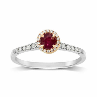 1.0CT Lab Creatrd Ruby Halo diamond Delicate Ring for women's 14kt Gold Over 3