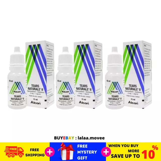 3 X Alcon Tears Naturale II 15ml Lubrifiant Apaisant & Hydratant Collyre