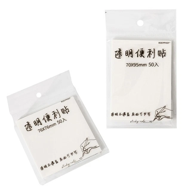 Mini Sticky Notes Pad 50 Sheets Waterproof Transparent 3×3 Inches for School Kid