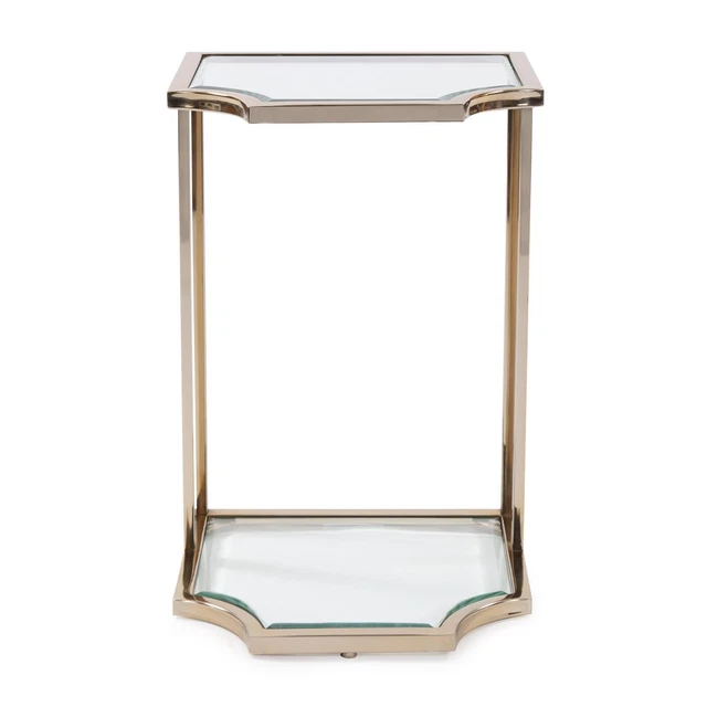Howard Elliott Scalloped Edge Polished Gold Side Table 58034