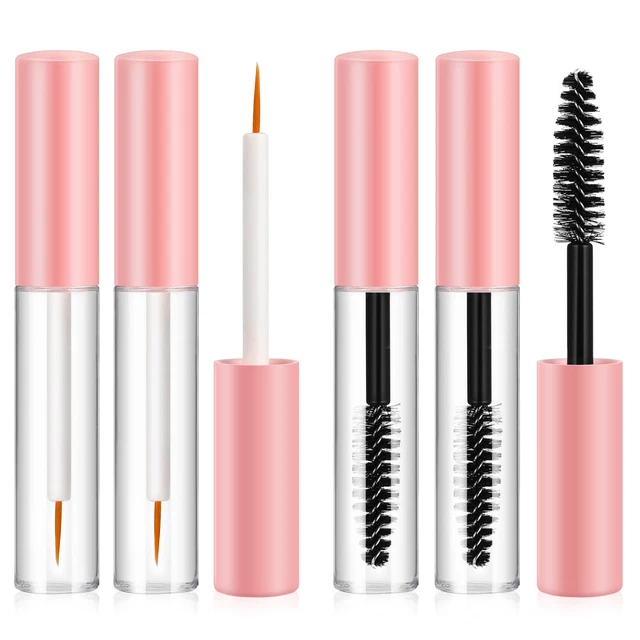 6 piezas delineador de ojos tubos de brillo labial para mascotas tubos de rímel vacíos rosa