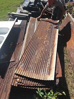 ONE Vintage 8 ft Corrugated Roof Panel Tin Old Rusty Metal PICK UP ONLY  105-18J 3