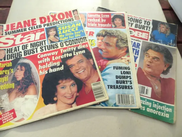 1993 Star National Enquirer Globe Celebrity Tabloid Magazines Twitty Carey Burt