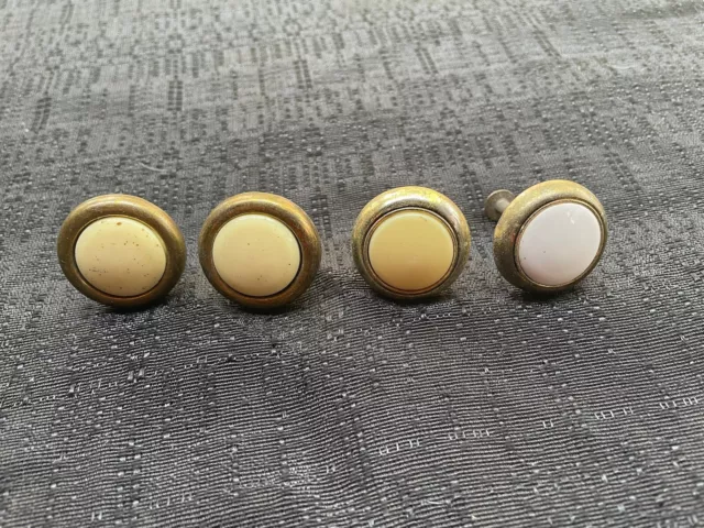 Set (4) Vintage Art Deco Porcelain Dresser Pulls Knobs Drawer Cabinet