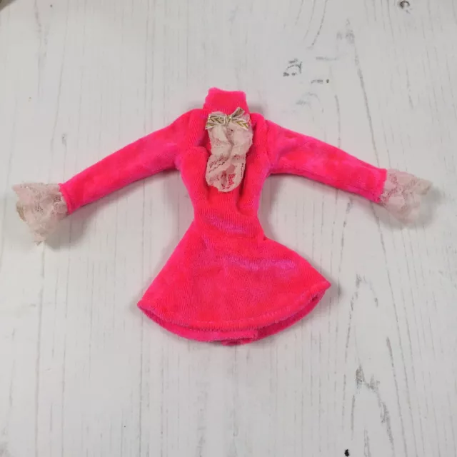 Vintage 1994 Magic Curl Sindy Doll Hot Pink Velvet Lace Dress