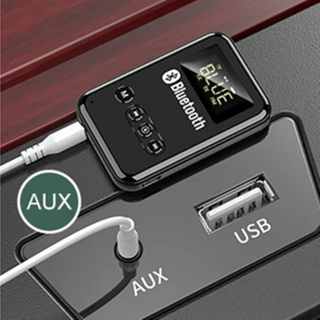 Bluetooth Wireless Car Transmitter AUX Receiver Music Adapter USB Charging Black