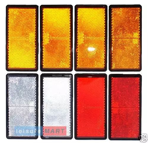 Trailer and Truck Reflector Set Rectangular Stick on 2X Red 2X White 4X Amber