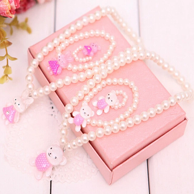 Children Girls Princess Baby Beads Necklace&Bracelet&Ring Set Jewelry Gift! Y Le