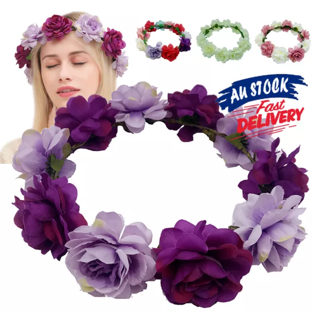 Headpiece Flower Garland Boho Floral Hair Crown Wreath Women Headband Wedding