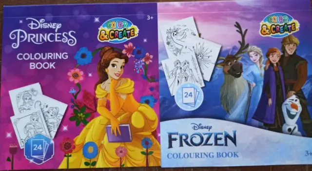 2 Disney Princess Mini Malbuch Set für Kinder  Malbücher mit je 24 Seiten Malen,