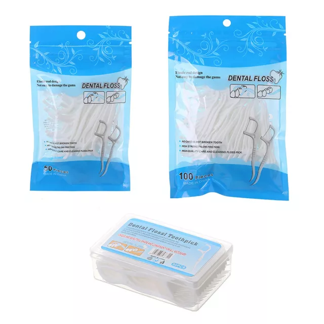 50/100pcs Boxed Disposable Dental Floss Flosser Picks Oral Dental Floss Pick SN❤