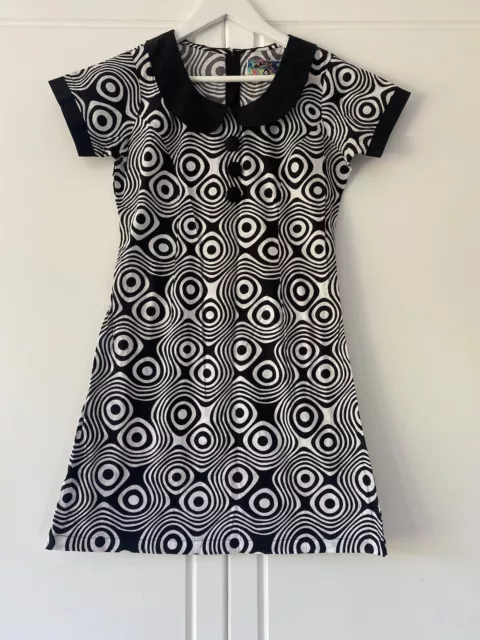 Black White Circle Peter Pan Dress 8 Towie Evening Party Summer Holiday Pretty
