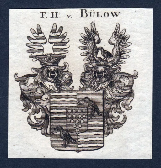 1820 Bülow Allemagne Armoiries Adel Coat De Arms Héraldique Gravure sur Cuivre